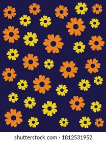 Un diseño de flores colorido sobre fondo de color. Material vectorial.