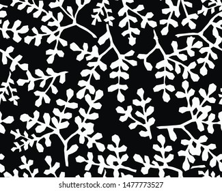 printable seamless fabric print pattern with leaf silhouette drawn in modern and elegance cubic style