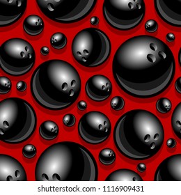 Printable seamless pattern with bowling ball graphic. Vector illustration. Ideal for wallpaper, packaging, fabric, textile, wrapping paper design and any kind of decoration.