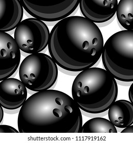 Printable seamless pattern with bowling ball graphic. Vector illustration. Ideal for wallpaper, packaging, fabric, textile, wrapping paper design and any kind of decoration.