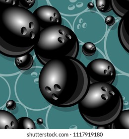 Printable seamless pattern with bowling ball graphic. Vector illustration. Ideal for wallpaper, packaging, fabric, textile, wrapping paper design and any kind of decoration.