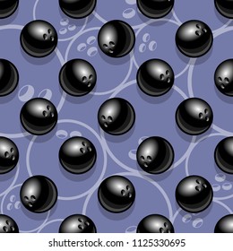 Printable seamless pattern with bowling ball graphic. Vector illustration. Ideal for wallpaper, packaging, fabric, textile, wrapping paper design and any kind of decoration.