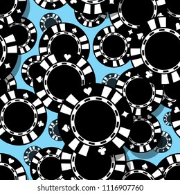 Printable seamless pattern of casino poker chips symbol. Digital vector illustration. Ideal for wallpaper, covers, wrapper, packaging, textile, fabric and any print design.