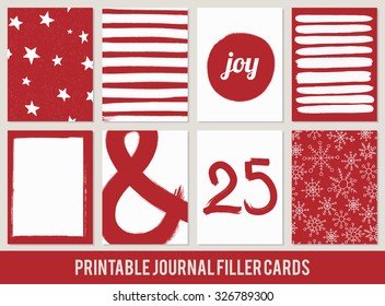 printable set of filler cards for scrapbook, planner, diary journaling in vector