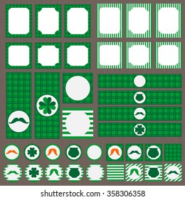 Printable set of saint patrick party elements. Templates, labels, icons and wraps