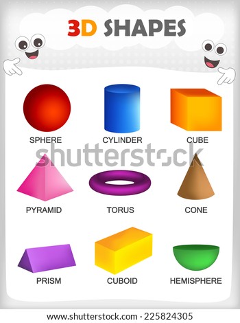 name worksheet 3d shapes Stock Shapes Colorful Sheet 3 D Printable Collection