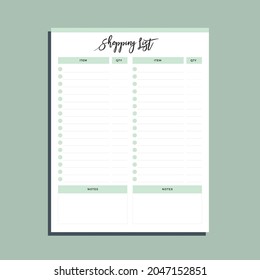 Printable shopping list planner, grocery list