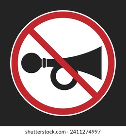 Printable sign of do not make loud sound, no high noise id allowed in round red cross prohibition icon