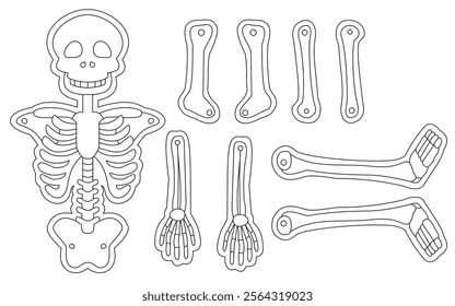 Printable Skeleton Cutout Template for Educational and Halloween Activities