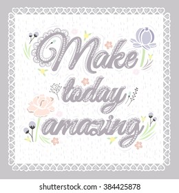 Printable spring wall art with floral pattern and typography. Vector templates for posters, flyers, journal cards, scrapbook.