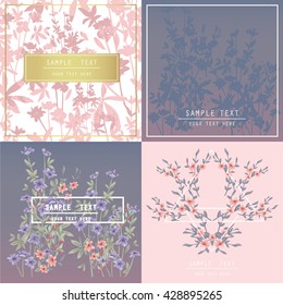 Printable spring wall art with floral pattern and typography set. Vector template with flowers for invitation, posters, flyers, journal cards, scrapbook.