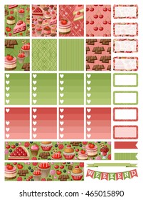 Printable stickers set for your planner. Vector