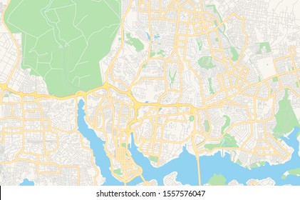 Printable street map of Abidjan, Ivory Coast. Map template for business use.