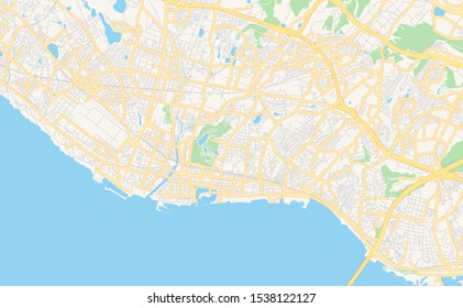 Printable Street Map Akashi Prefecture Hyogo Stock Vector (Royalty Free ...