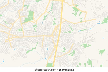 Printable street map of  Aparecida de Goiania, Brazil. Map template for business use.