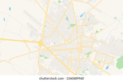 Printable street map of  Aracatuba, Brazil. Map template for business use.