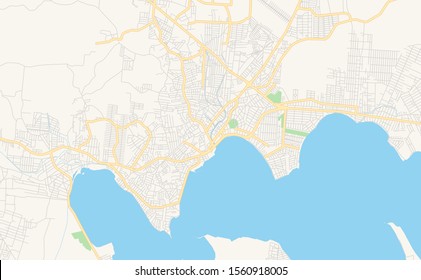 Printable street map of  Araruama, Brazil. Map template for business use.