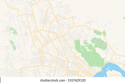 Printable street map of Bangui, Central African Republic. Map template for business use.