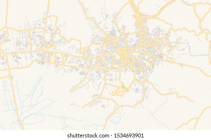 Printable street map of Banjarbaru, Province South Kalimantan, Indonesia. Map template for business use.