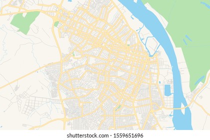 Printable street map of  Barranquilla, Colombia. Map template for business use.