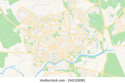 Printable street map of Beersheba, District South, Israel. Map template for business use.