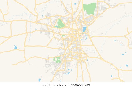 Printable street map of Belgaum, State Karnataka, India. Map template for business use.