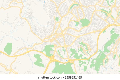 Printable street map of  Betim, Brazil. Map template for business use.