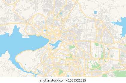 Printable Street Map Of Bhopal, State Madhya Pradesh, India. Map Template For Business Use.