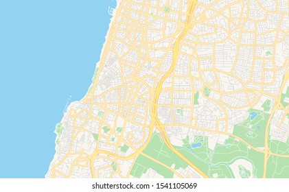 Printable street map of Bnei Brak, District Tel Aviv, Israel. Map template for business use.