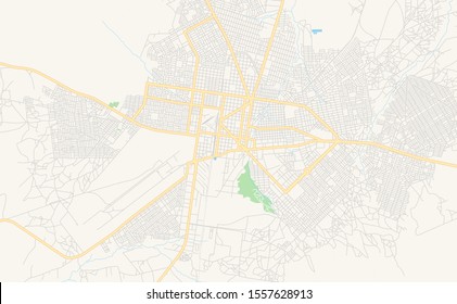 Printable street map of Bobo-Dioulasso, Burkina Faso. Map template for business use.