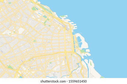 Printable street map of  Buenos Aires, Argentina. Map template for business use.