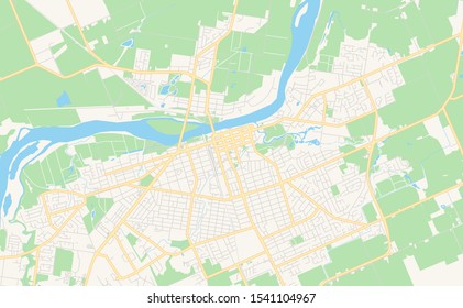 Printable street map of Bundaberg, Australia. Map template for business use.