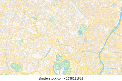 Printable street map of Bunkyo, Prefecture Tokyo, Japan. Map template for business use.