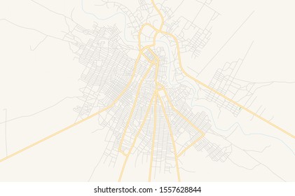 Printable street map of Burao, Somalia. Map template for business use.
