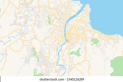 Printable street map of Cagayan de Oro, Province Misamis Oriental, Philippines. Map template for business use.