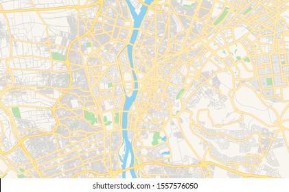 Printable street map of Cairo, Egypt. Map template for business use.