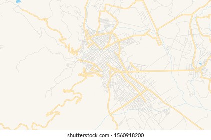 Printable street map of  Cajamarca, Peru. Map template for business use.