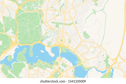 Printable street map of Canberra-Queanbeyan, State Australian Capital Territory, New South Wales, Australia. Map template for business use.