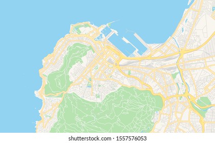 Printable street map of Cape Town, South Africa. Map template for business use.