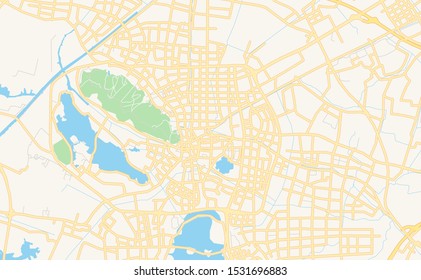 Printable street map of Changshu, Province Jiangsu, China. Map template for business use.