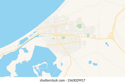 Printable street map of  Cienaga, Colombia. Map template for business use.