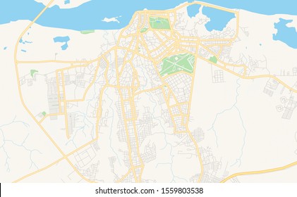 Printable street map of  Ciudad Bolivar, Venezuela. Map template for business use.