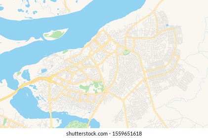 Printable street map of  Ciudad Guayana, Venezuela. Map template for business use.