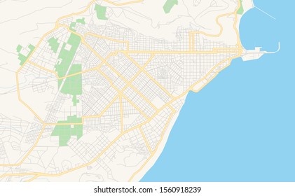 Printable street map of  Comodoro Rivadavia, Argentina. Map template for business use.