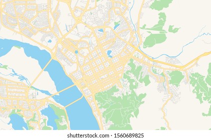 Printable street map of  Concepcion, Chile. Map template for business use.