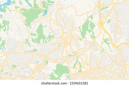Printable street map of  Contagem, Brazil. Map template for business use.