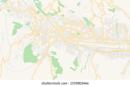 Printable street map of  Cusco, Peru. Map template for business use.