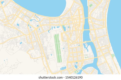 Printable street map of Da Nang, Vietnam. Map template for business use.