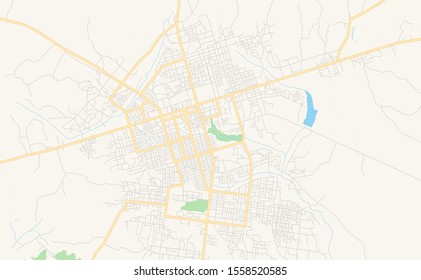 Printable street map of Daloa, Ivory Coast. Map template for business use.