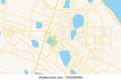 Printable street map of Daqing, Province Heilongjiang, China. Map template for business use.